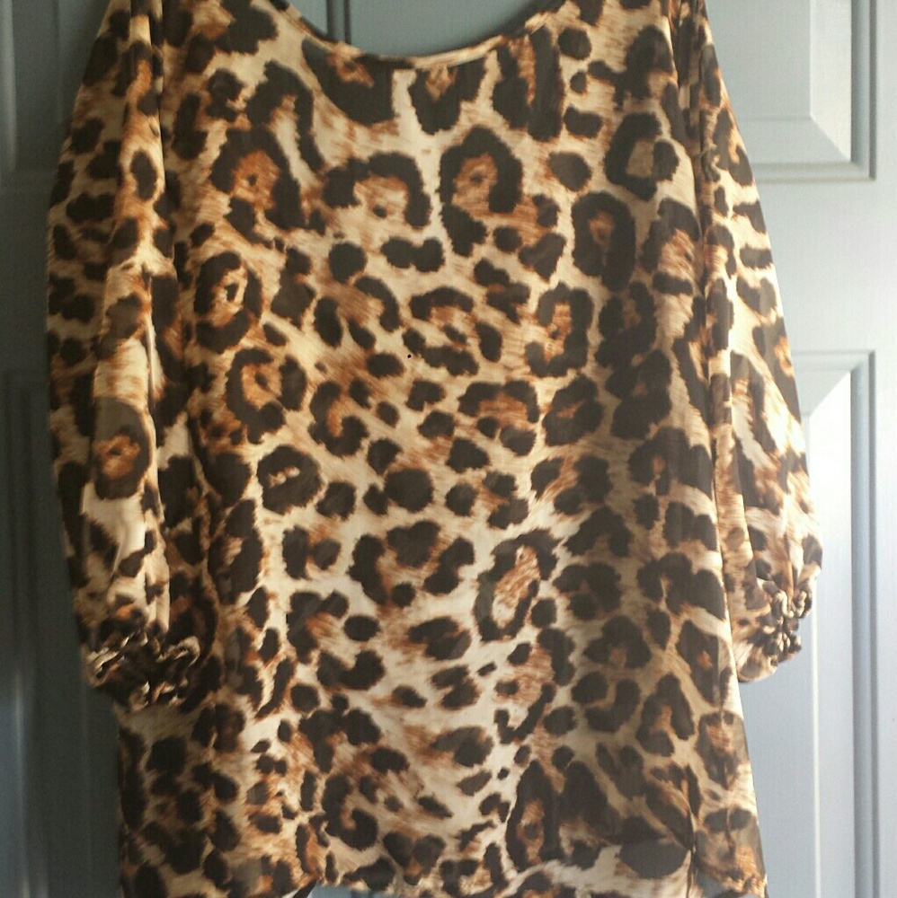 Leopard bow back blouse
