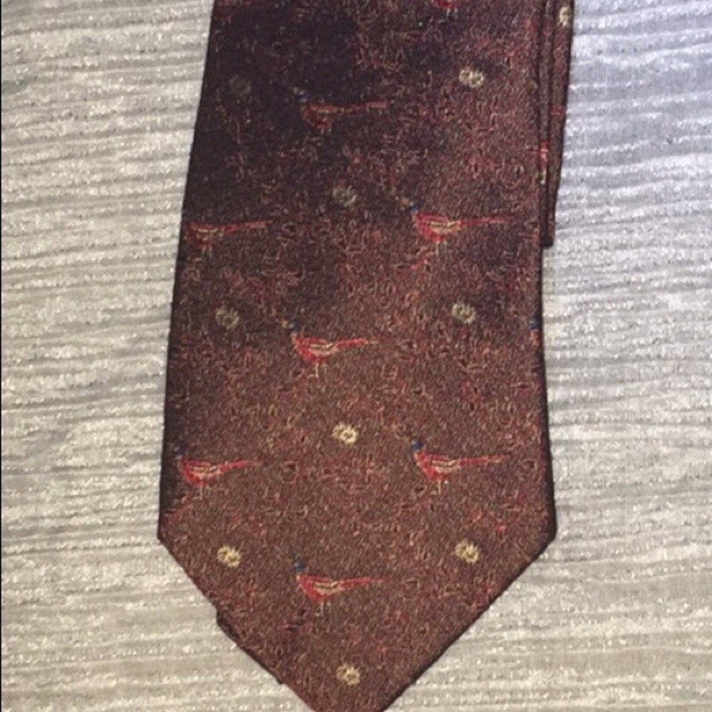 Gold leaf metallic pheasant designed tie