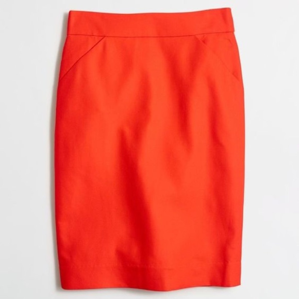 Factory orange pencil skirt cotton fitted flame