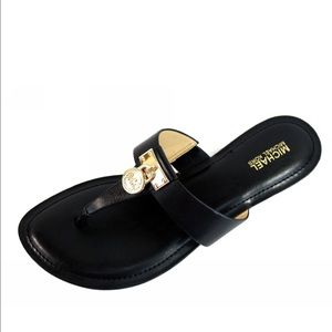 Michael Kors Hamilton Flat Leather Sandal Black