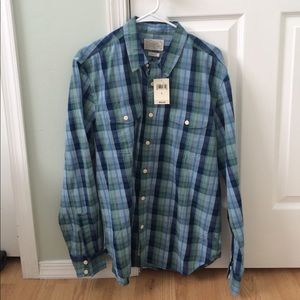 Blue and green men's Lucky Brand button down shirt