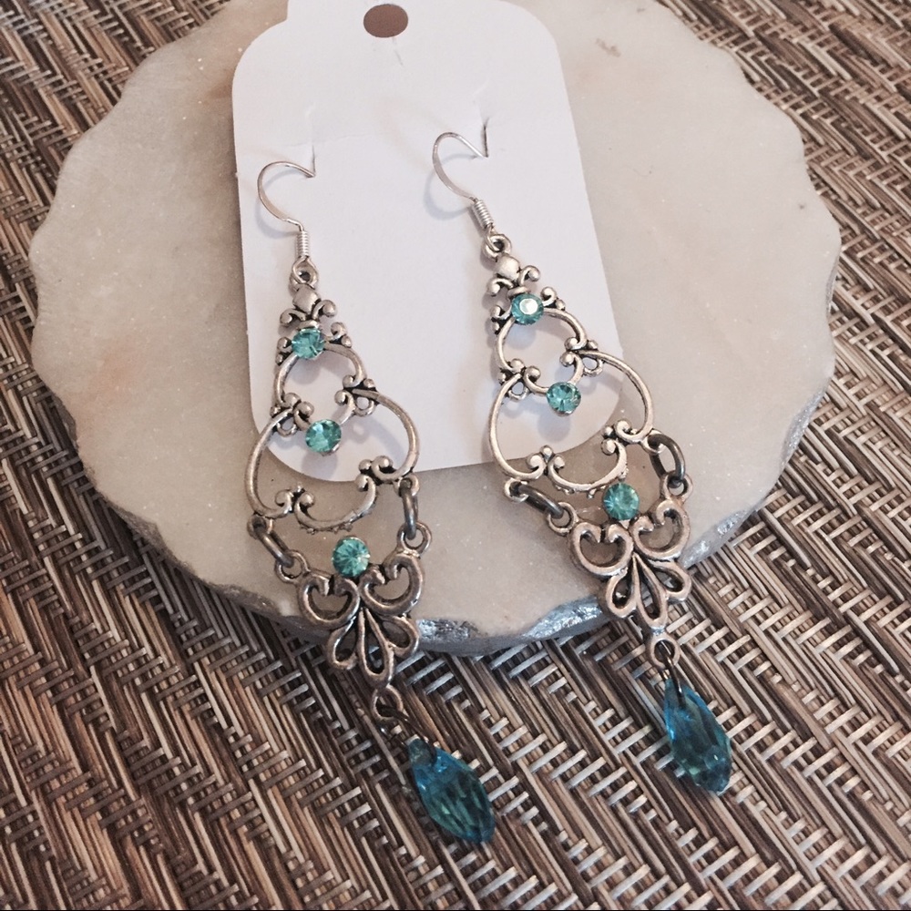 SOLD!!! Teal chandelier earrings SOLD!!!