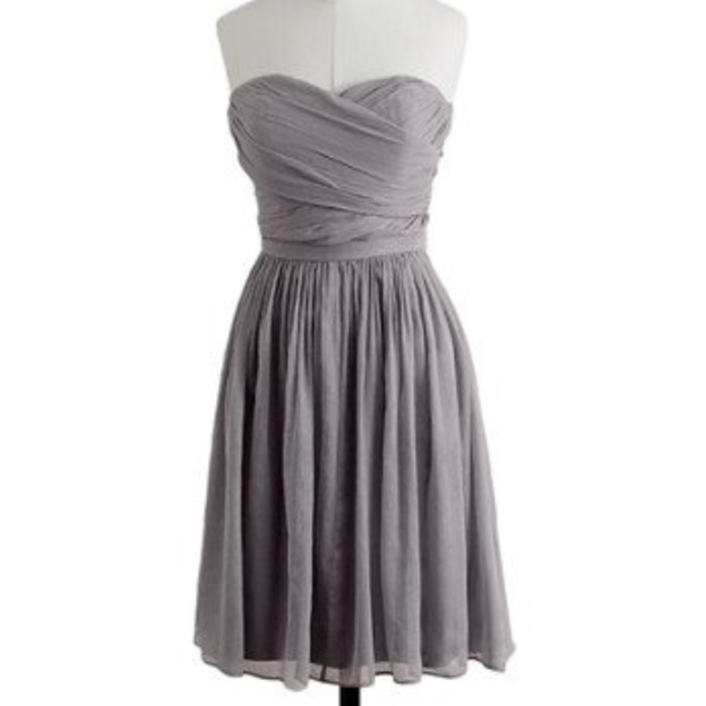 J Crew gray Arabella silk chiffon bridesmaid dress