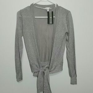 Mango MNG Suit Silver Long Sleeve Cardigan NWT