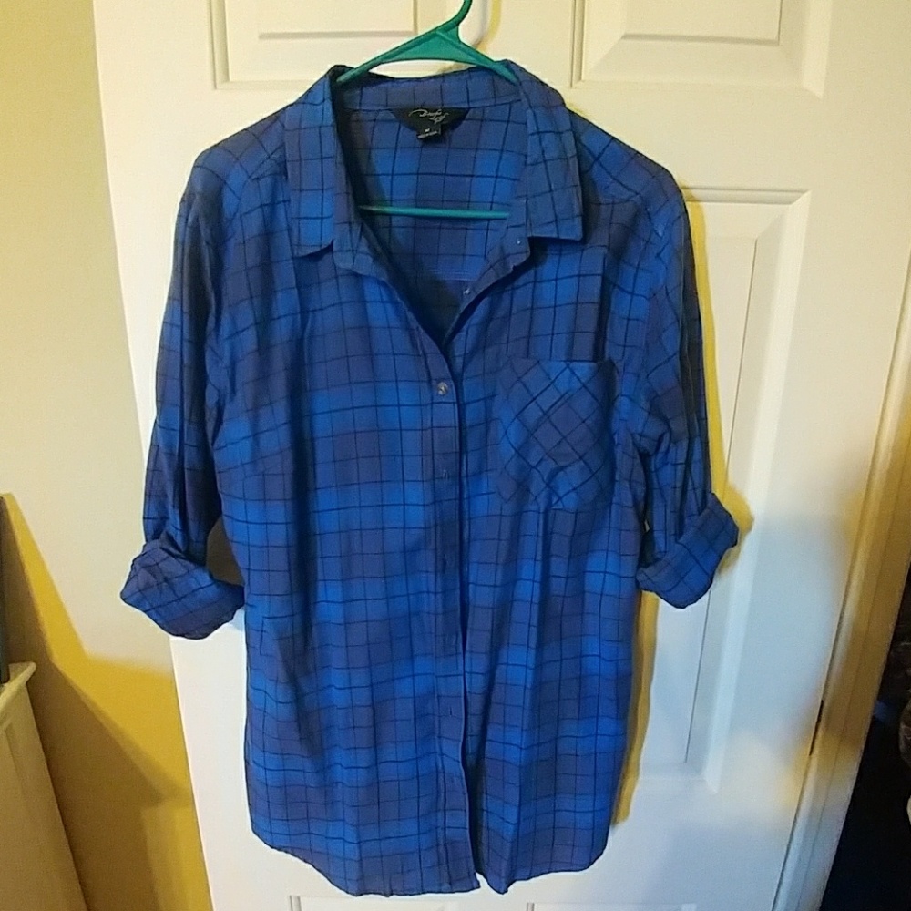Bright blue boyfriend button up