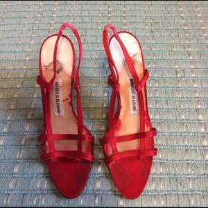 Vintage red Manolo Blahnik stilettos, size 39
