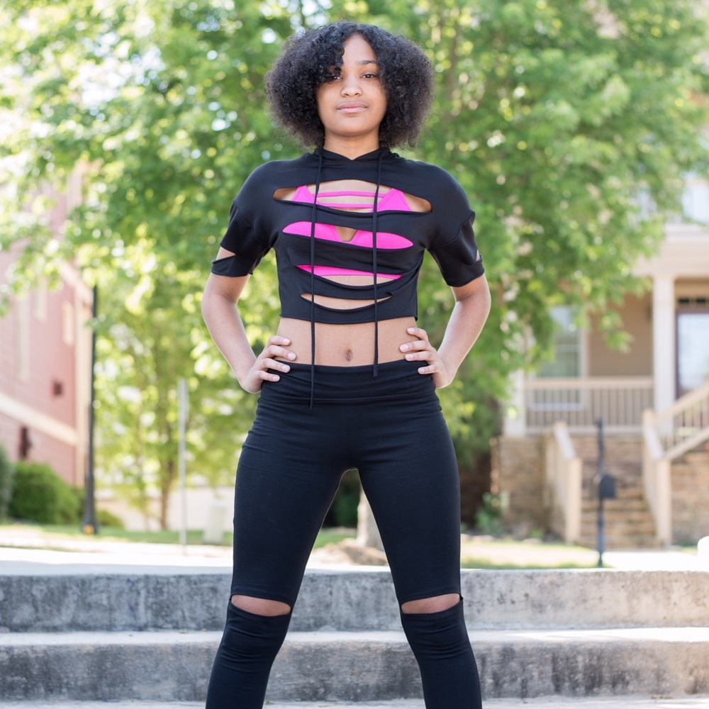 💋Slashed Hoodie Crop Top💋