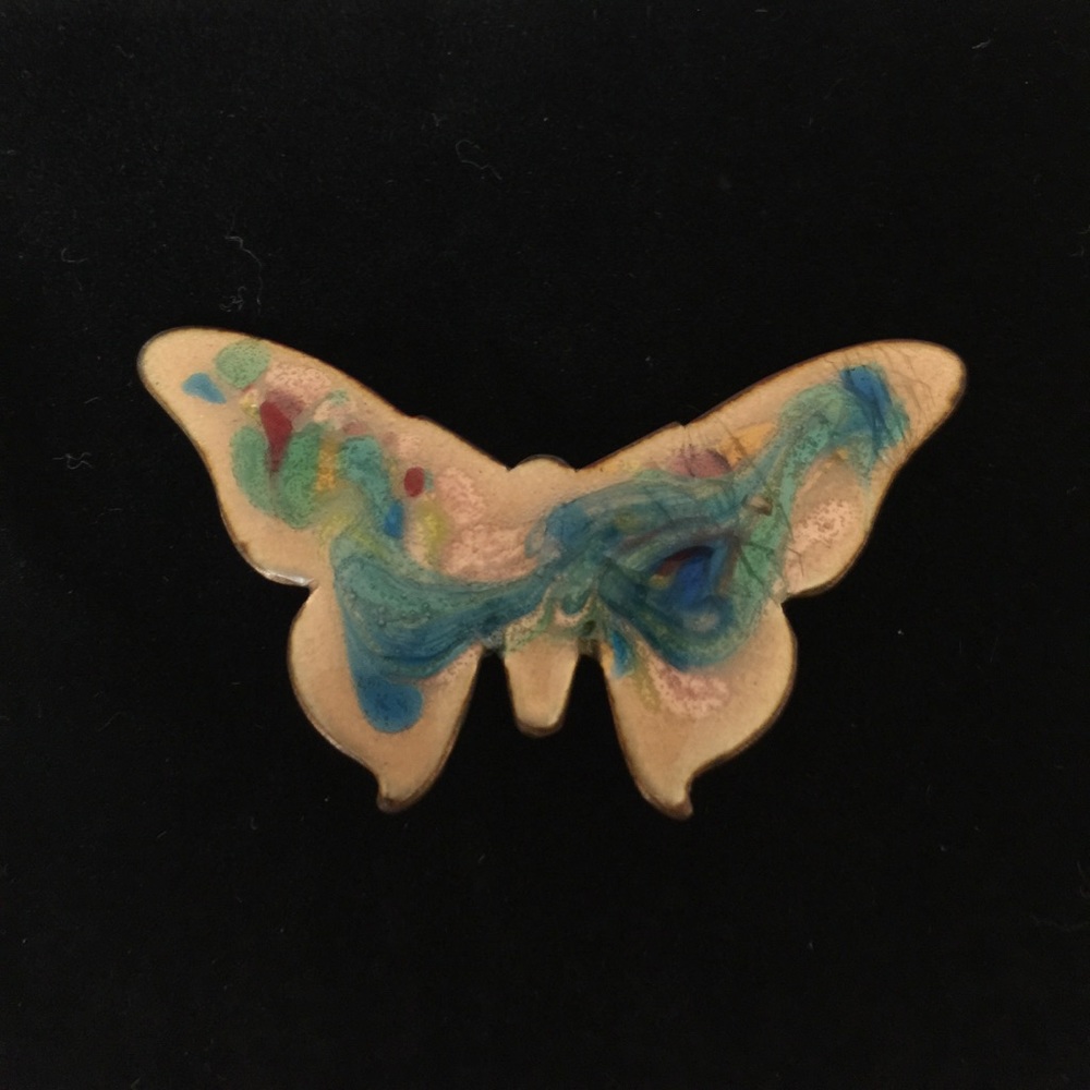 Vtg copper butterfly Brooch