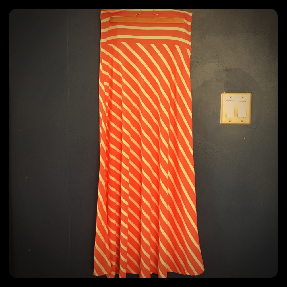 Mossimo Supply Co Pink & White Stripped Maxi Skirt
