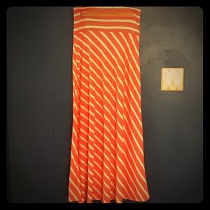 Mossimo Supply Co Pink & White Stripped Maxi Skirt