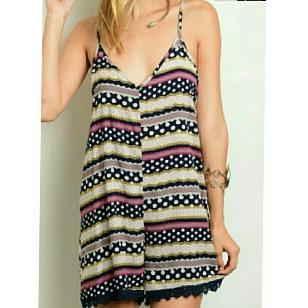 New Small Cami Striped Romper short Blue shorts