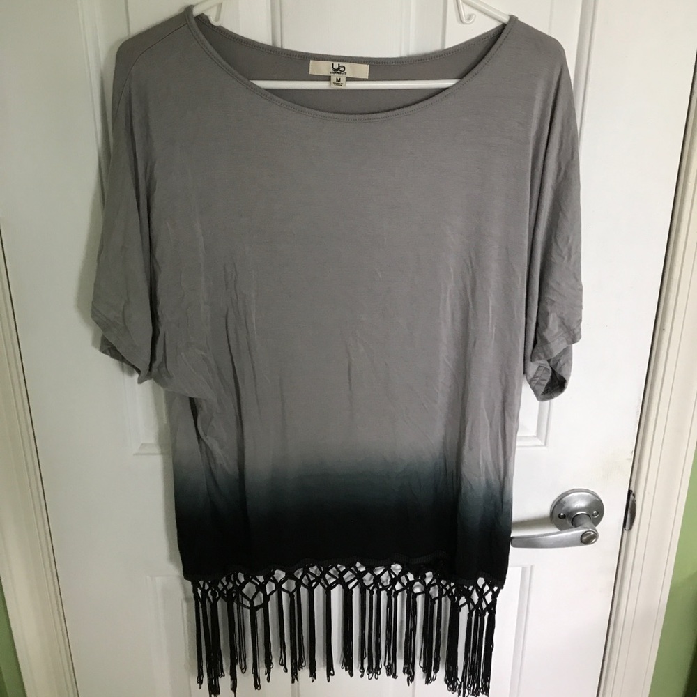 Gray ombré fringe shirt