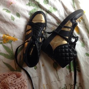 Gold and black forever 21 high top sneakers