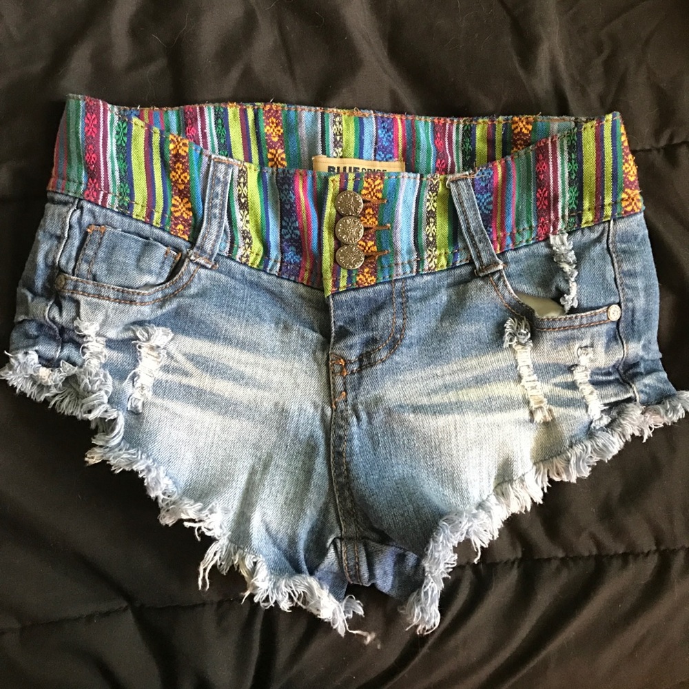 Tribal frayed cheeky shorts