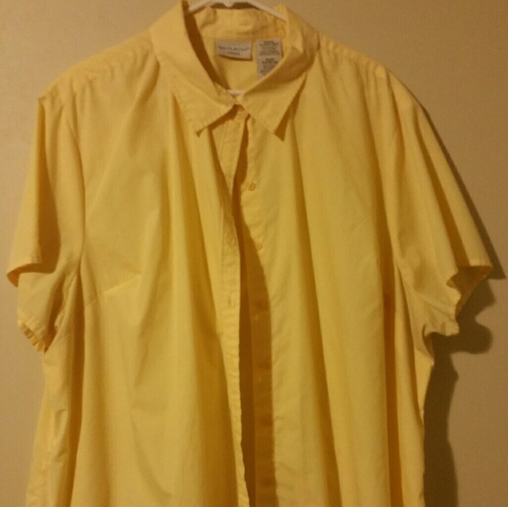 Sz 4x White Stag Yellow short sleeve blouse