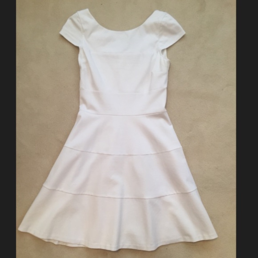 Banana Republic White Seamed Fit-And-Flare Dress