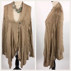 Free People Oversized Button Up Tan Knit Sweater Free People Oversized Button Up Tan Knit Sweater