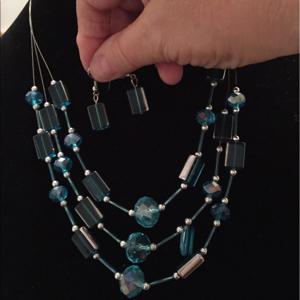 turquoise necklace and earrings