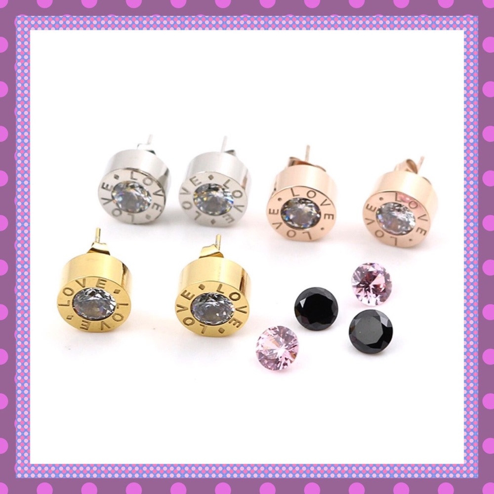 🌟Stainless Steel Studs with changeable crystals🌟