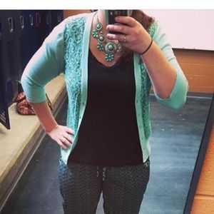 Mint mixed media cardigan