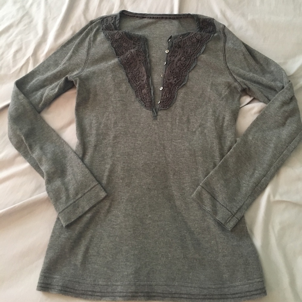 Eddie Bauer waffle knit shirt with cute lace