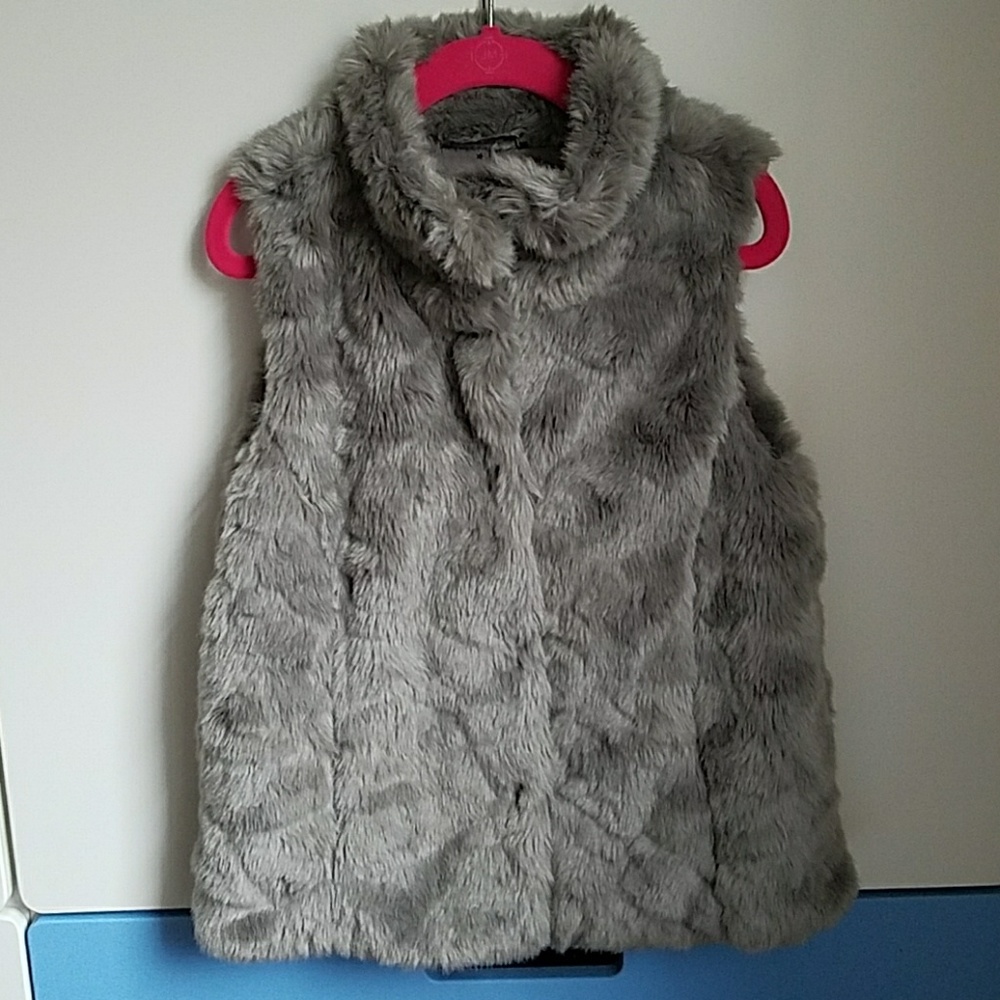 Grey faux fur vest