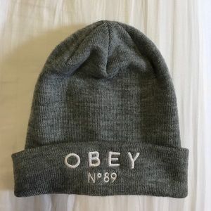Women's gray Obey winter hat