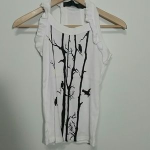 Mango Sleeveless Top White and Black XS