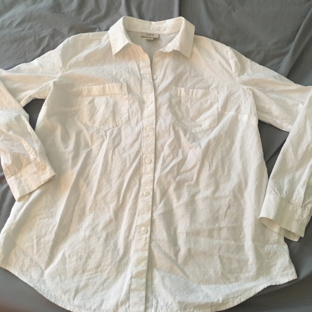LOFT textured white button down