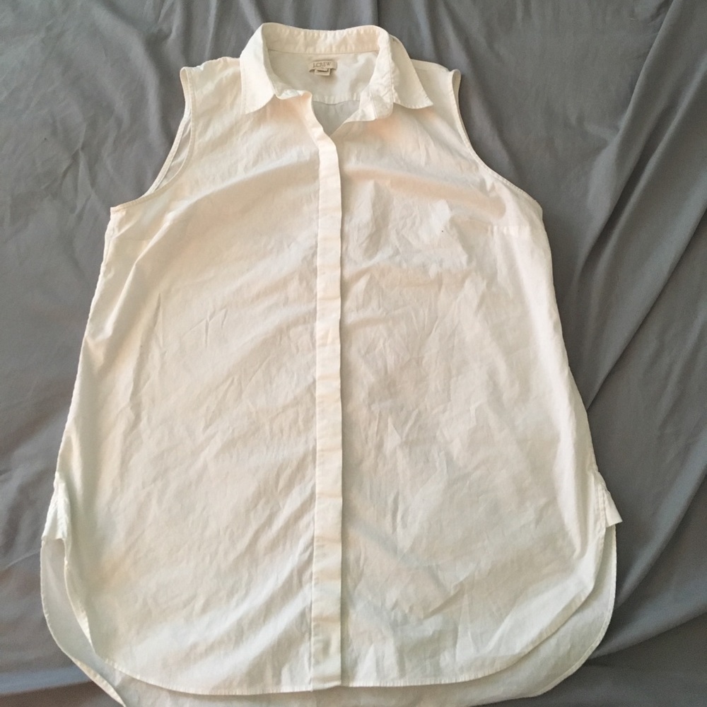 J crew sleeveless white button down