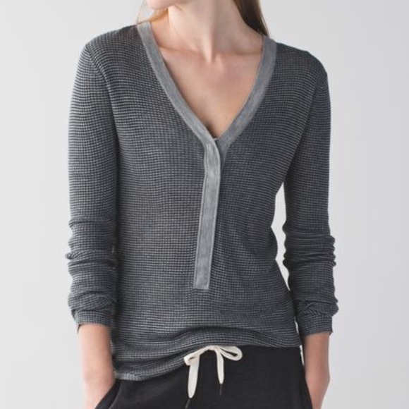 lululemon athletica Tops - Lululemon Find Your Mantra Henley, grey, 8