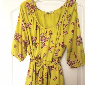 Yellow flower flowy dress