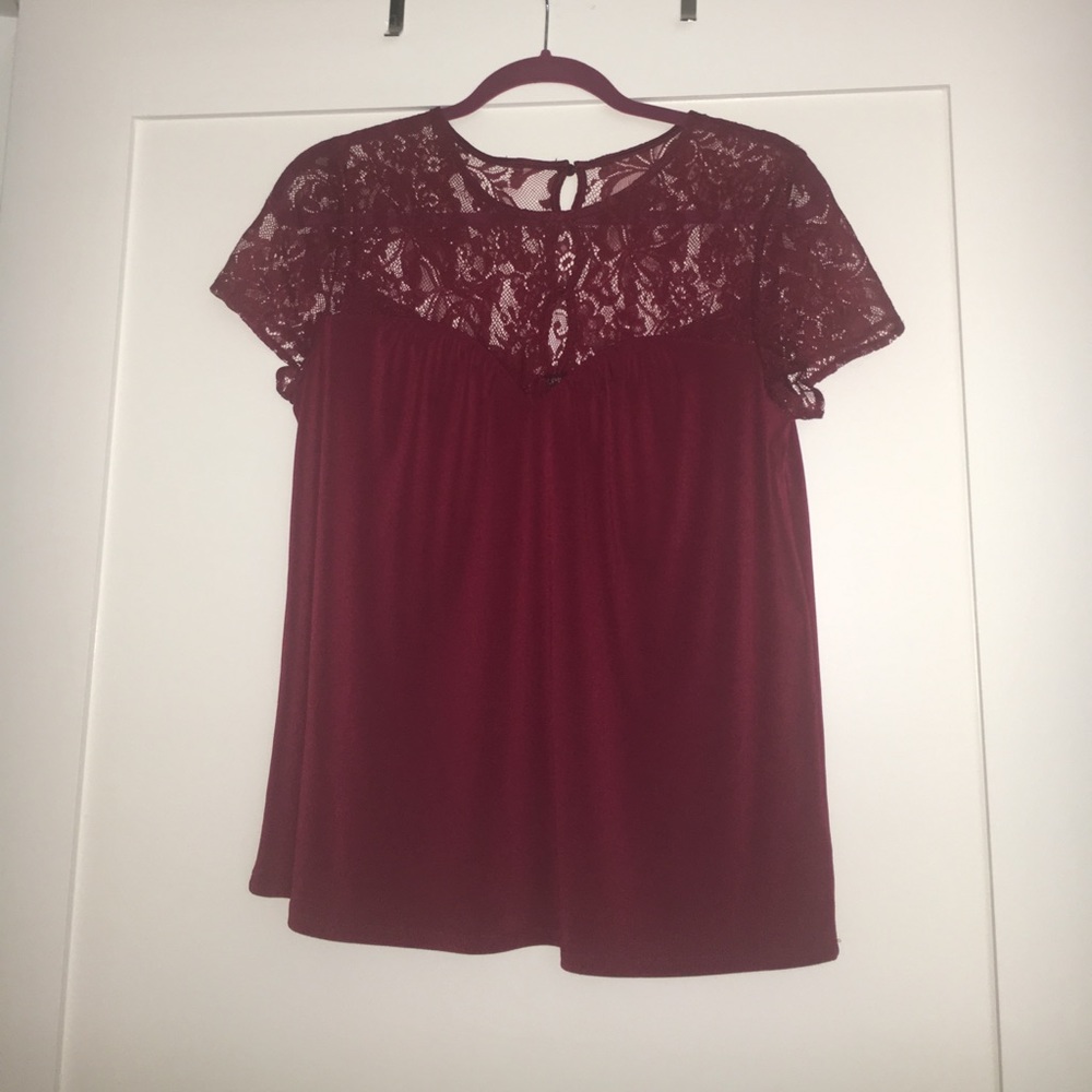 Maroon Lace detail top