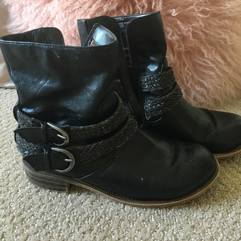 Worn leather boots
