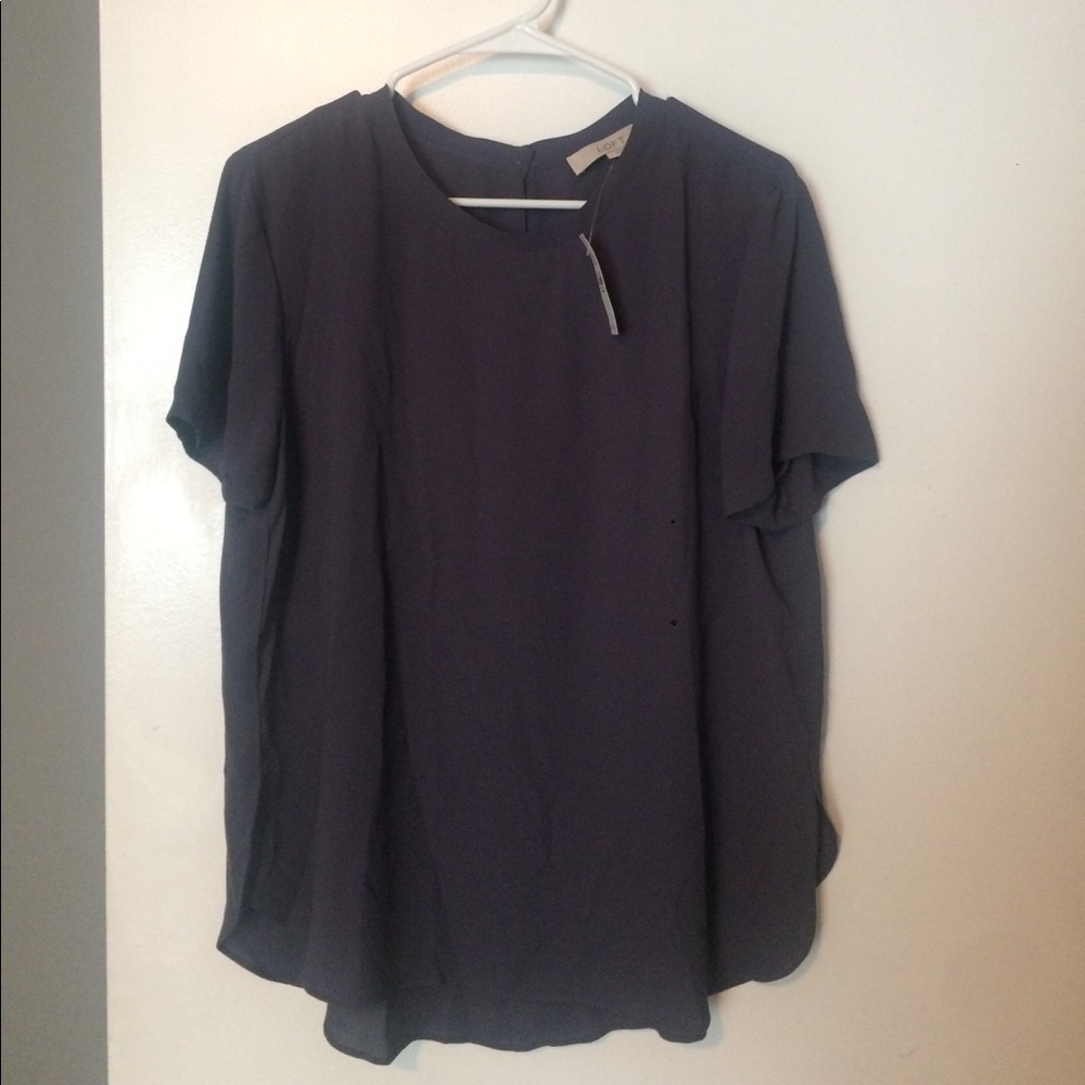 Ann Taylor LOFT Clean Tee Purple Gray NWT Size L