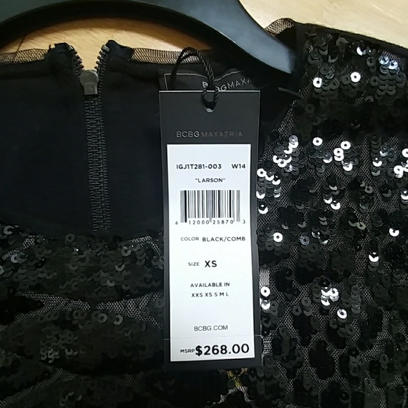 🔥ON SALE🆕 BCBGMAXAZRIA "Larson" black sequin top - Picture 2 of 4