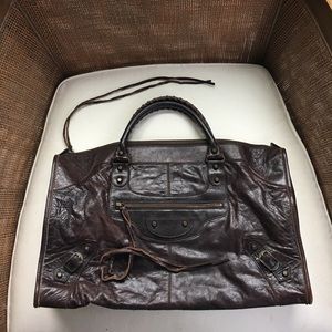 Authentic EUC Balenciaga brown city satchel