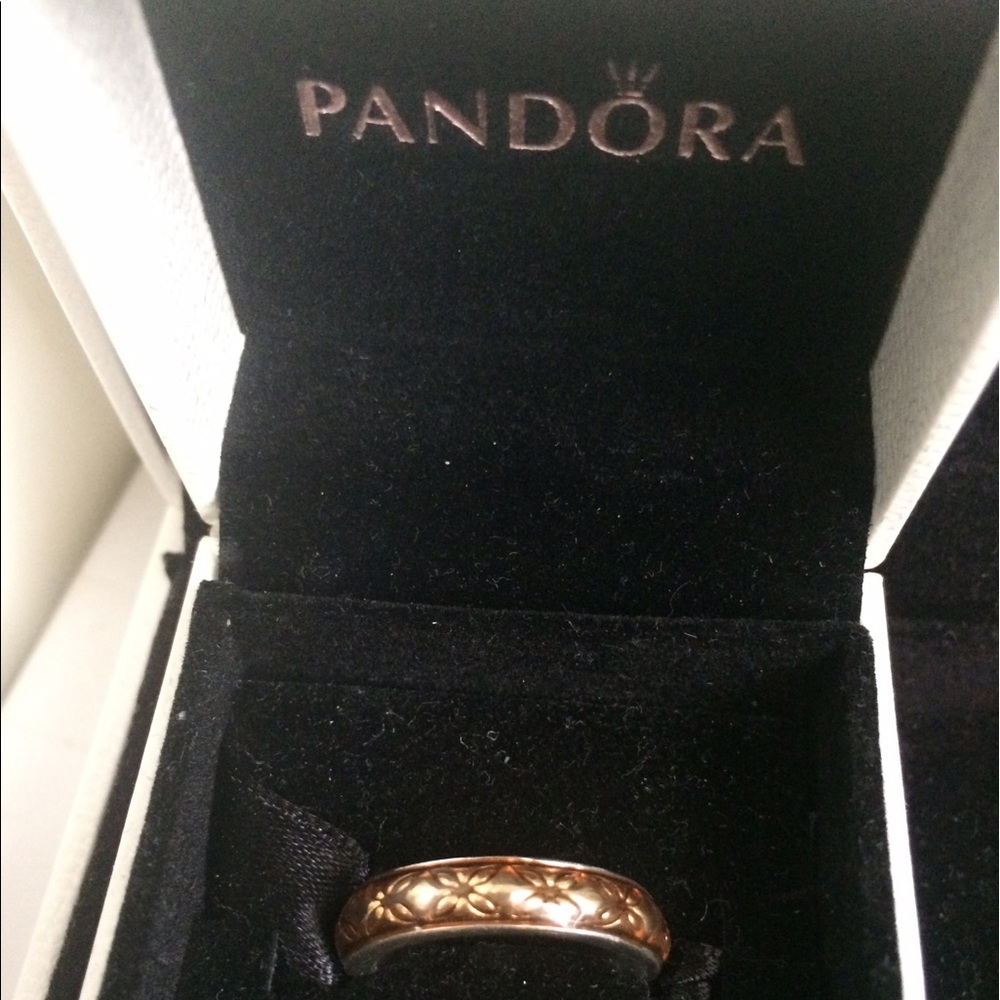 Pandora Silver Golden Enamel Vintage Floral Ring