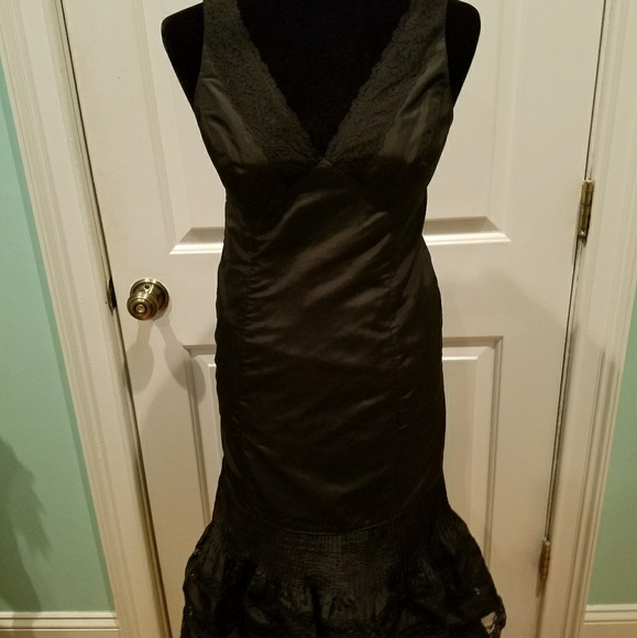 TERI JON 100% SILK BLACK DRESS - Picture 1 of 7
