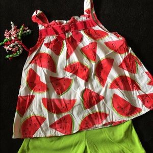 Gymboree Watermelon Short Set with Hair Tie