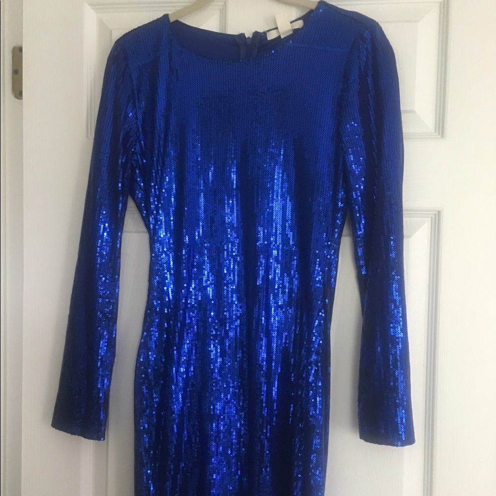 Forever 21 Blue Sequin Dress Long Sleeve Mini