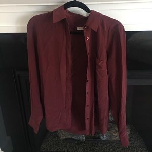 Equipment maroon long sleeve blouse