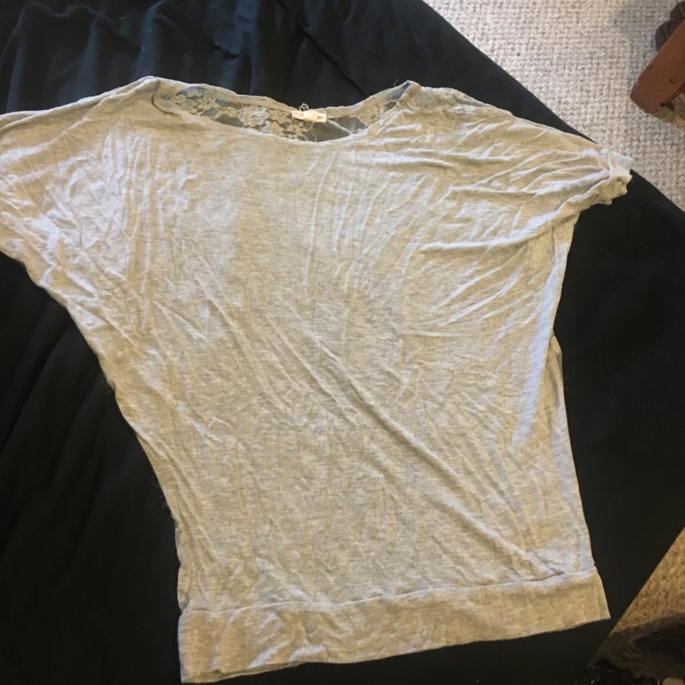 Heather grey t-shirt with sheer lace back