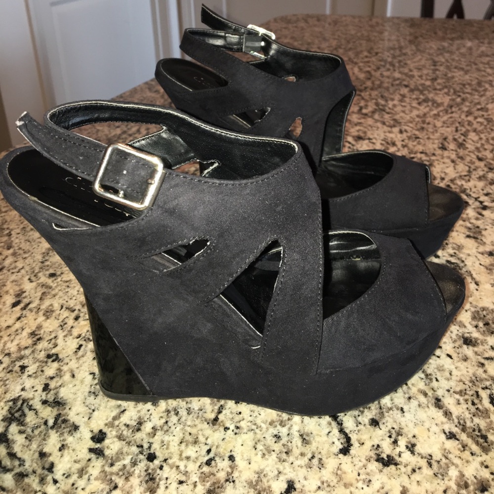 Black Suede Wedges
