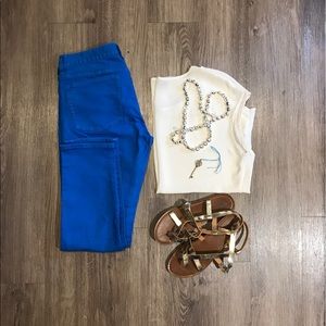 J. Crew Toothpick stretch jeans.