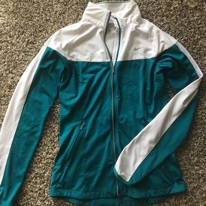 NW/OT Teal and white Nike dri-fit zip up jacket