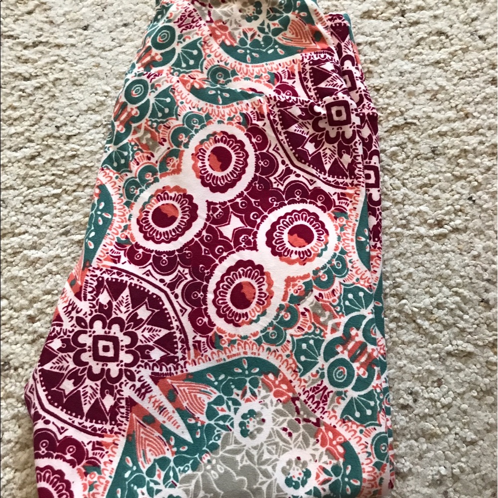 Lularoe OS leggings teal, pink, magenta, cream