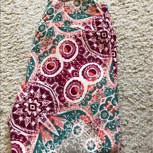 Lularoe OS leggings teal, pink, magenta, cream