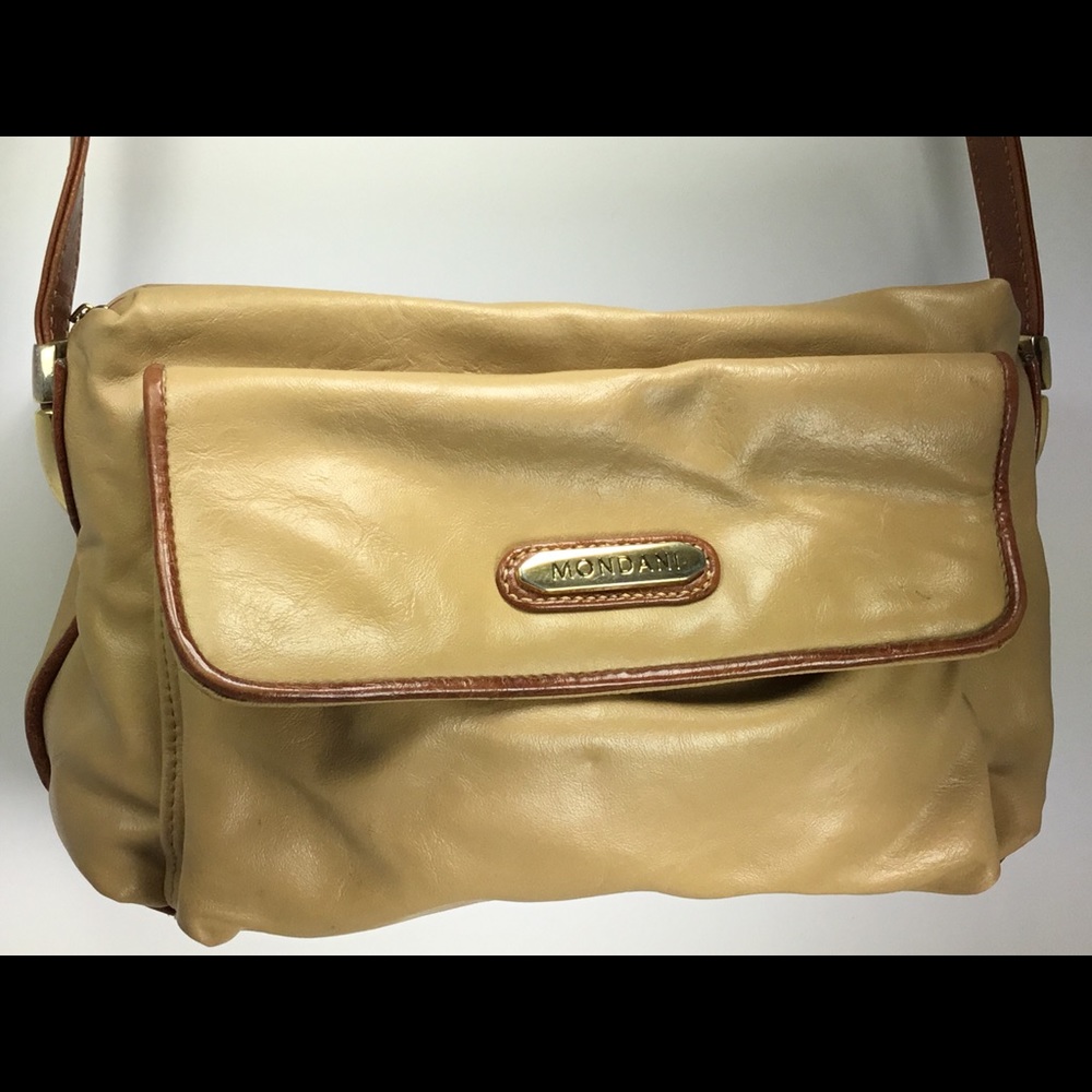 Mondani New York Purse Two Tone Tan Crossbody Bag