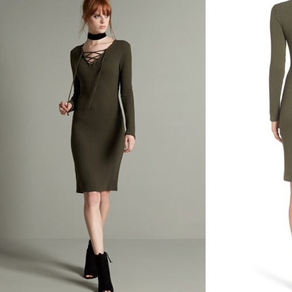 ❣️❗️FINAL PRICE➖DONATING SOON. Lace up mauve ribbed dress - Picture 4 of 6